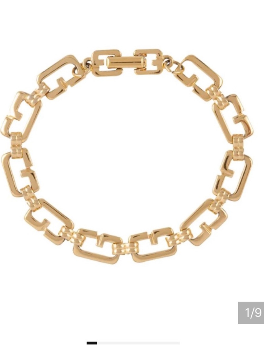 GIVENCHY Vintage 1980s 18k Gold Plated G Link Chain Bracelet 7.25” Iconic Signed